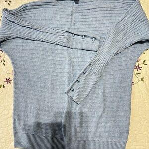 New York & Company Blue Cardigan Sweater with Ribbed Knit